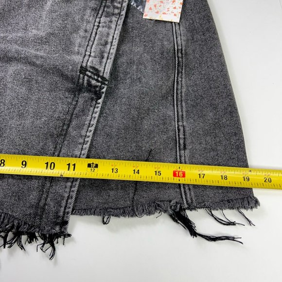 We The Free People Womens Button Up Wrap Skirt Sulphor Black Denim Mini 25 New - Picture 5 of 12
